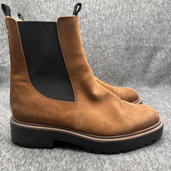 Sam Edelman Shoes - Sam Edelman Laguna Chelsea Boot Womens 9.5W Cognac Suede Lug Sole Chunky